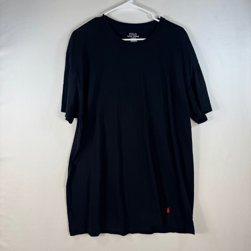 Polo Ralph Lauren Mens XL Black Classic Fit Short Sleeve T-Shirt Red Pony Logo